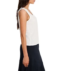 NIC + ZOE Cotton Slub Knit Ruffle Scoop Neck Sleeveless Tank