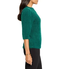 NIC + ZOE Cozy Chic Fuzzy Knit Round Neck Elbow Sleeve Sweater