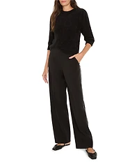 NIC + ZOE Cozy Chic Fuzzy Knit Round Neck Elbow Sleeve Sweater