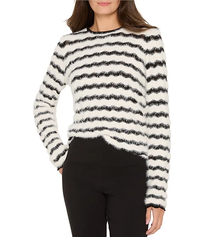 NIC + ZOE Cozy Waves Striped Knit Round Neck Long Sleeve Sweater