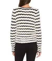 NIC + ZOE Cozy Waves Striped Knit Round Neck Long Sleeve Sweater