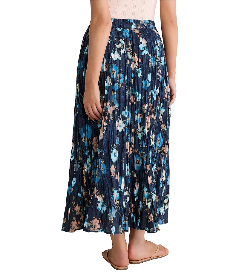 NIC + ZOE Crinkle Glowy Floral A-Line Skirt