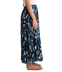 NIC + ZOE Crinkle Glowy Floral A-Line Skirt