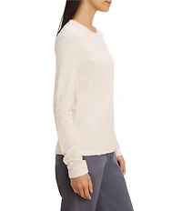 NIC + ZOE Crinkle Knit Textured Crew Neck Long Sleeve Fitted Top