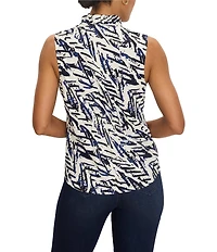 NIC + ZOE Crosshatch Ruffle Around Sleeveless Tank