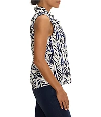 NIC + ZOE Crosshatch Ruffle Around Sleeveless Tank
