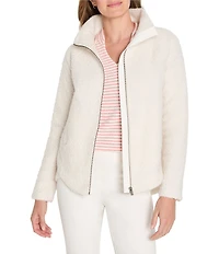 NIC + ZOE Curly Boucle All Year Stand Collar Long Sleeve Jacket