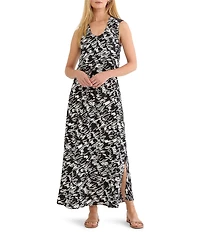 NIC + ZOE Cursive Margot Scoop Neck Sleeveless Maxi Dress