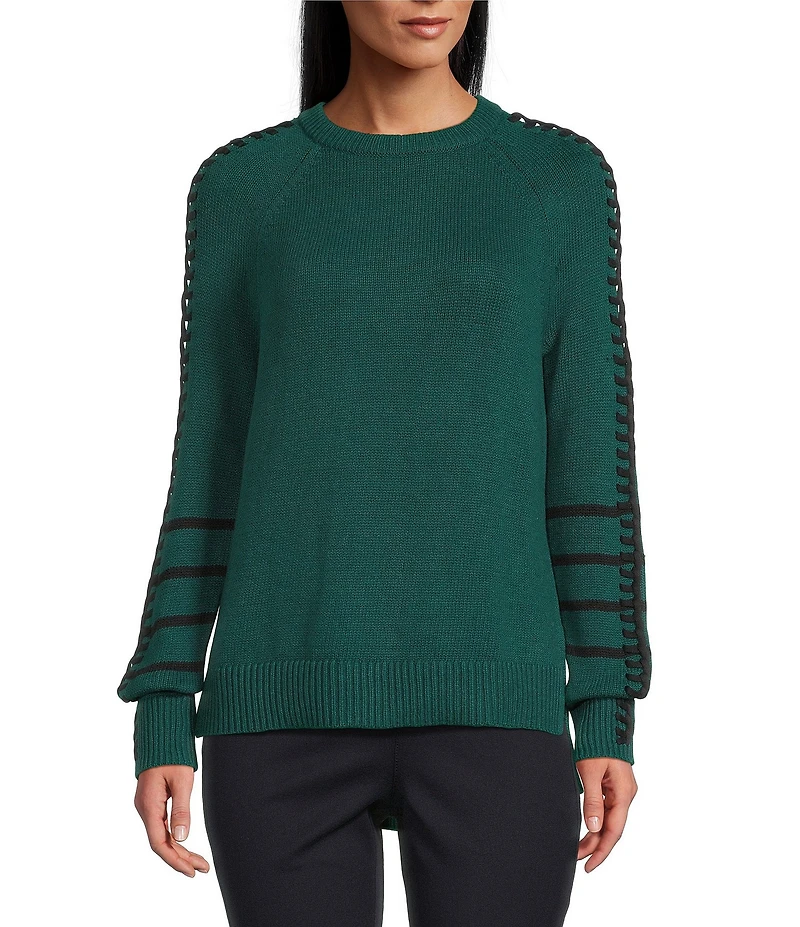 NIC + ZOE Dashing Down Knit Round Neck Long Sleeve Sweater