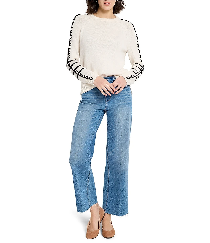 NIC + ZOE Dashing Down Knit Round Neck Long Sleeve Sweater