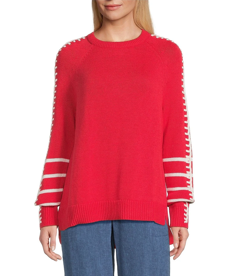 NIC + ZOE Dashing Down Knit Round Neck Long Sleeve Sweater