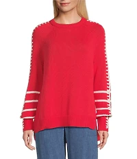 NIC + ZOE Dashing Down Knit Round Neck Long Sleeve Sweater