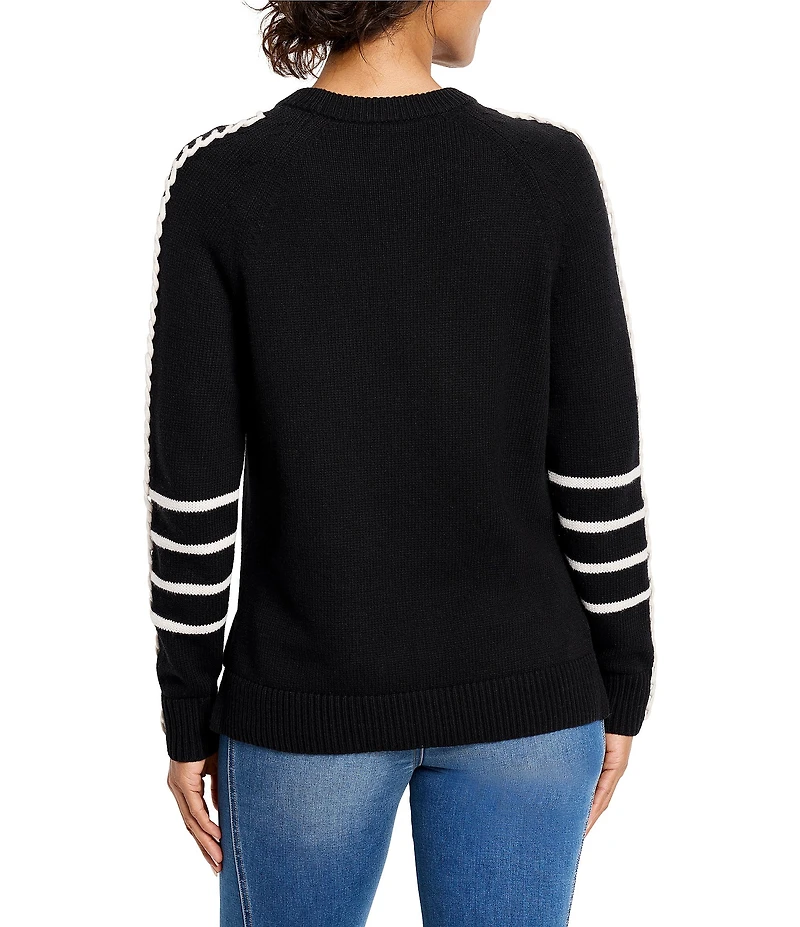 NIC + ZOE Dashing Down Knit Round Neck Long Sleeve Sweater