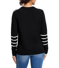 NIC + ZOE Dashing Down Knit Round Neck Long Sleeve Sweater