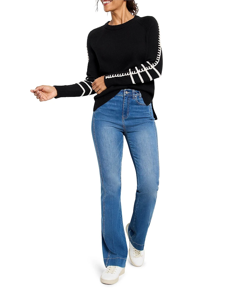 NIC + ZOE Dashing Down Knit Round Neck Long Sleeve Sweater