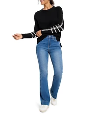 NIC + ZOE Dashing Down Knit Round Neck Long Sleeve Sweater