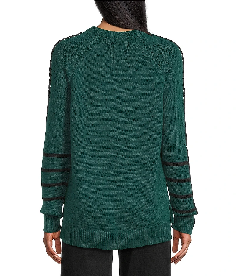 NIC + ZOE Dashing Down Knit Round Neck Long Sleeve Sweater
