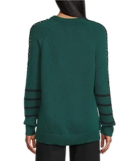 NIC + ZOE Dashing Down Knit Round Neck Long Sleeve Sweater
