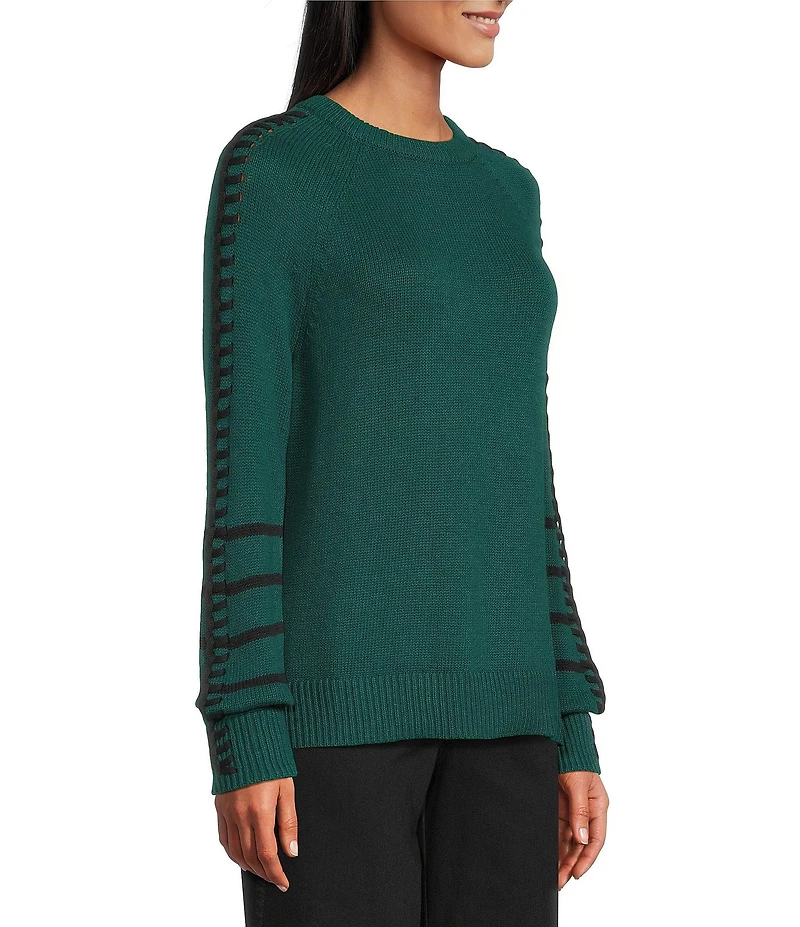 NIC + ZOE Dashing Down Knit Round Neck Long Sleeve Sweater