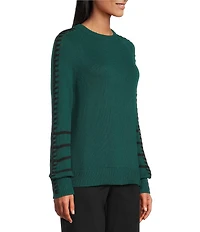 NIC + ZOE Dashing Down Knit Round Neck Long Sleeve Sweater