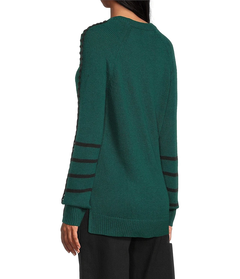NIC + ZOE Dashing Down Knit Round Neck Long Sleeve Sweater