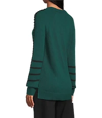 NIC + ZOE Dashing Down Knit Round Neck Long Sleeve Sweater