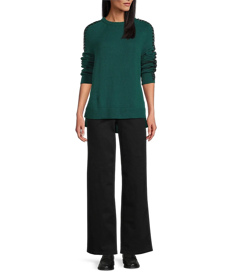 NIC + ZOE Dashing Down Knit Round Neck Long Sleeve Sweater