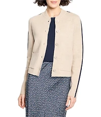 NIC + ZOE Dashing Dusk Knit Crew Neck Long Sleeve Bomber Jacket