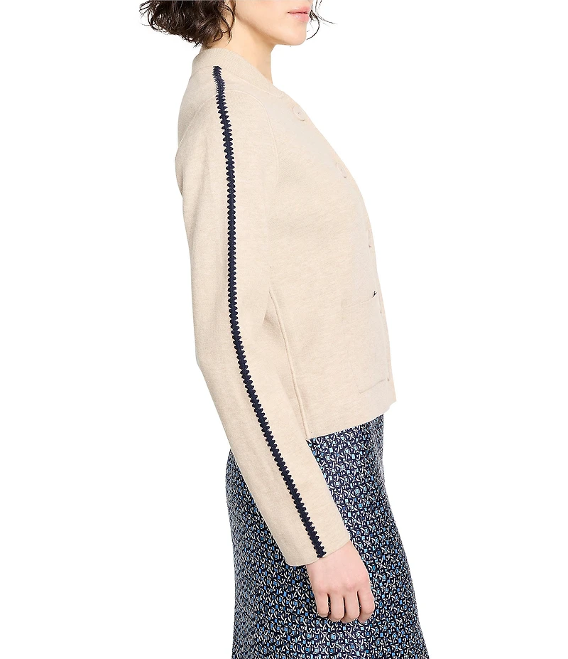NIC + ZOE Dashing Dusk Knit Crew Neck Long Sleeve Bomber Jacket
