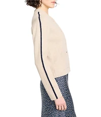 NIC + ZOE Dashing Dusk Knit Crew Neck Long Sleeve Bomber Jacket