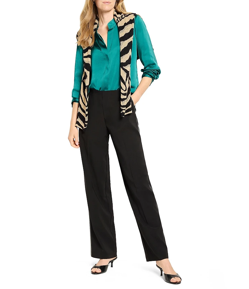 NIC + ZOE Day Gloss Band Collar Long Sleeve Shirt