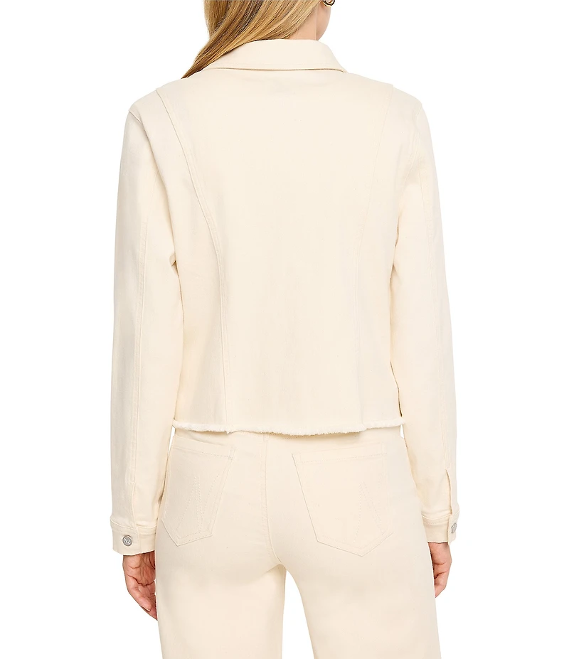 NIC + ZOE Denim Collar Neck Long Sleeve Raw Hem Jacket