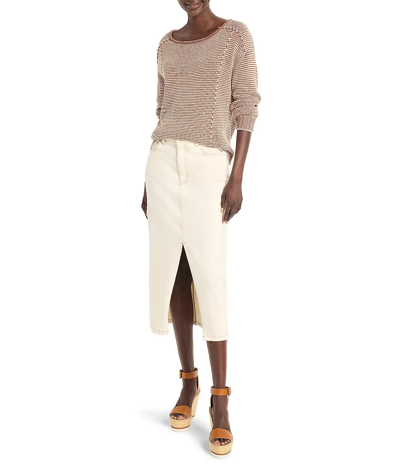 NIC + ZOE Denim Front Slit Midi Skirt
