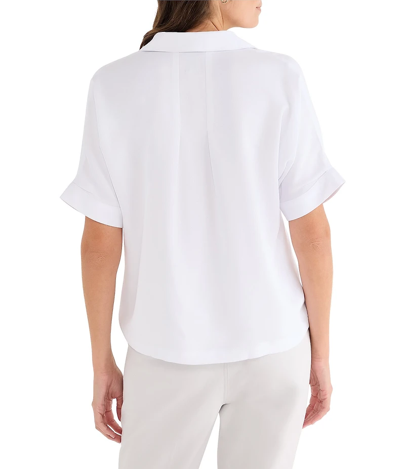 NIC + ZOE Devon Collar Split Neck Short Dolman Sleeve Shirt