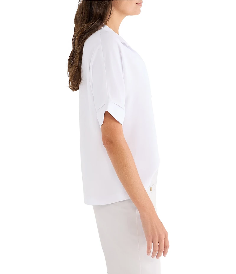 NIC + ZOE Devon Collar Split Neck Short Dolman Sleeve Shirt