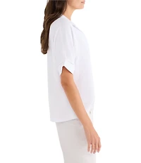 NIC + ZOE Devon Collar Split Neck Short Dolman Sleeve Shirt