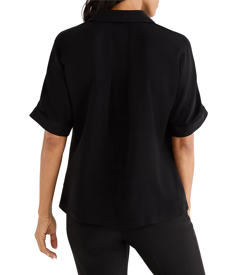 NIC + ZOE Devon Collar Split Neck Short Dolman Sleeve Shirt