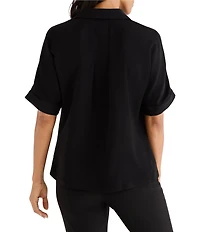 NIC + ZOE Devon Collar Split Neck Short Dolman Sleeve Shirt