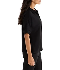 NIC + ZOE Devon Collar Split Neck Short Dolman Sleeve Shirt