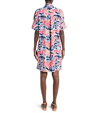 NIC + ZOE Devon Firework Foliage Polished Collar Neck Elbow Sleeve Dress