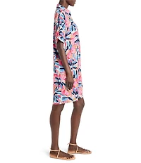 NIC + ZOE Devon Firework Foliage Polished Collar Neck Elbow Sleeve Dress