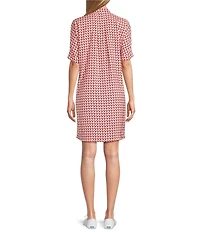 NIC + ZOE Devon Geo Circle Shirt Collar Elbow Sleeve A-Line Dress