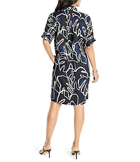NIC + ZOE Devon Midnight Muse Point Collar V-Neck Short Sleeve Shirt Dress