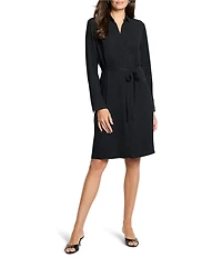 NIC + ZOE Devon Shirt Collar Long Sleeve Tie Waist Dress