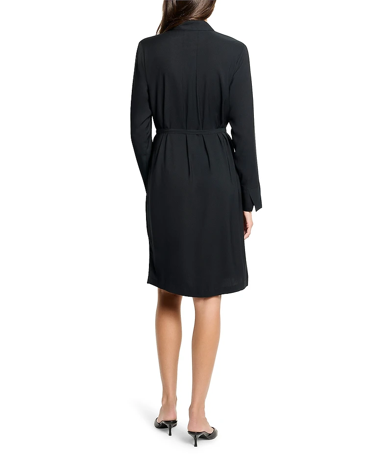 NIC + ZOE Devon Shirt Collar Long Sleeve Tie Waist Dress