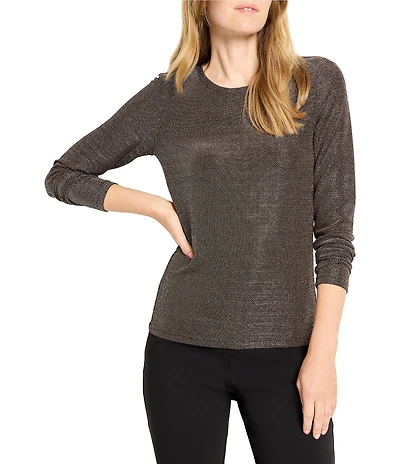 NIC + ZOE Diamonte Knit Round Neck Long Sleeve Top