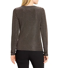 NIC + ZOE Diamonte Knit Round Neck Long Sleeve Top