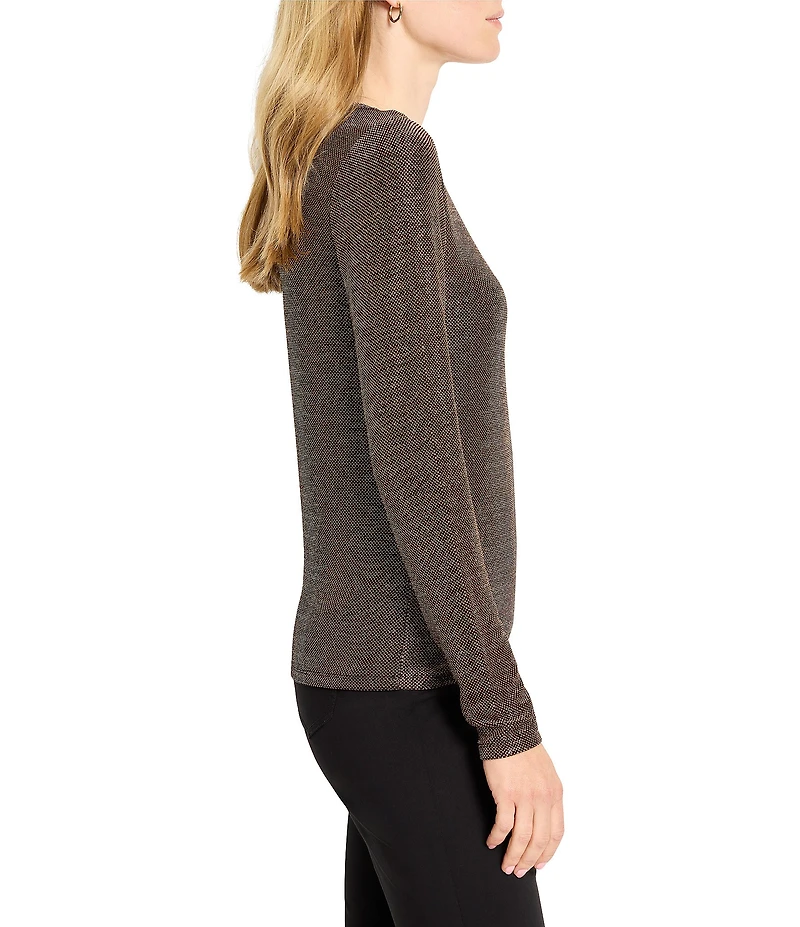 NIC + ZOE Diamonte Knit Round Neck Long Sleeve Top
