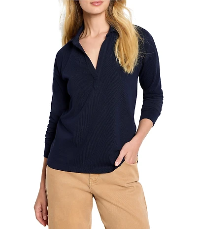 NIC + ZOE Easy Polo V-Neck Long Sleeve Top