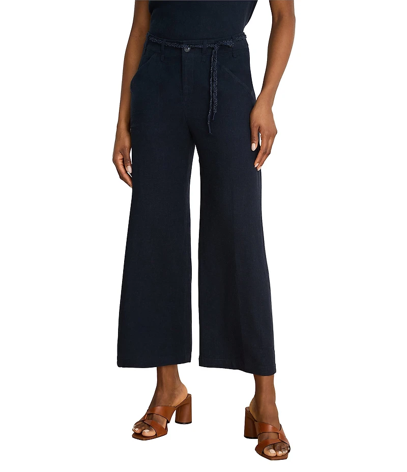 NIC + ZOE Eliot Rumba Linen-Blend Belted Wide-Leg Cropped Pant